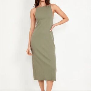 Old Navy ribbed Olive green Midi Dress
